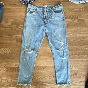 Men's Light Blue Distressed Jeans